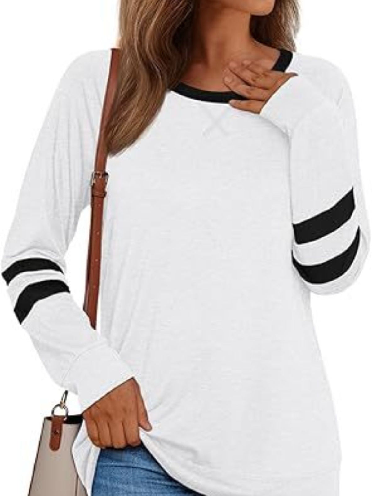 Casual Striped Round Neck T-shirt (11)