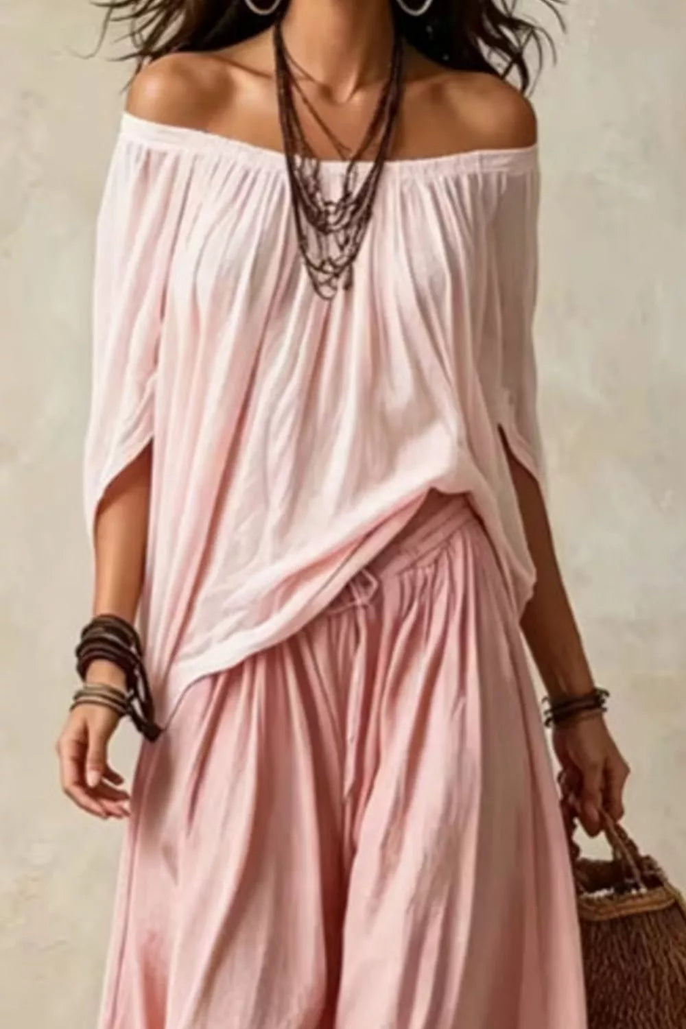 Full Size Off-shoulder Top Wide-leg Pants Set Plus (11)