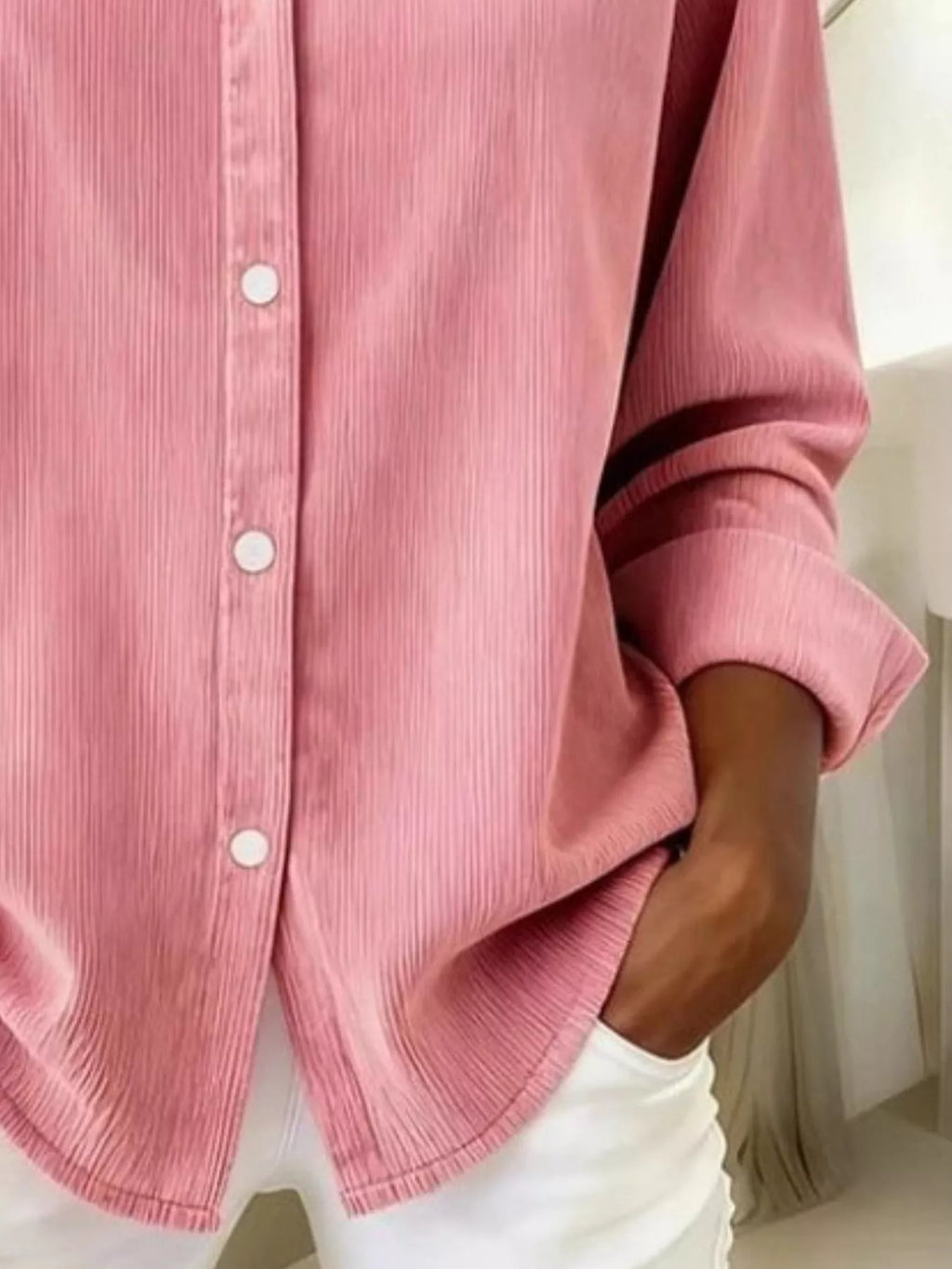 Full Size Corduroy Button-down Shirt Plus (6)