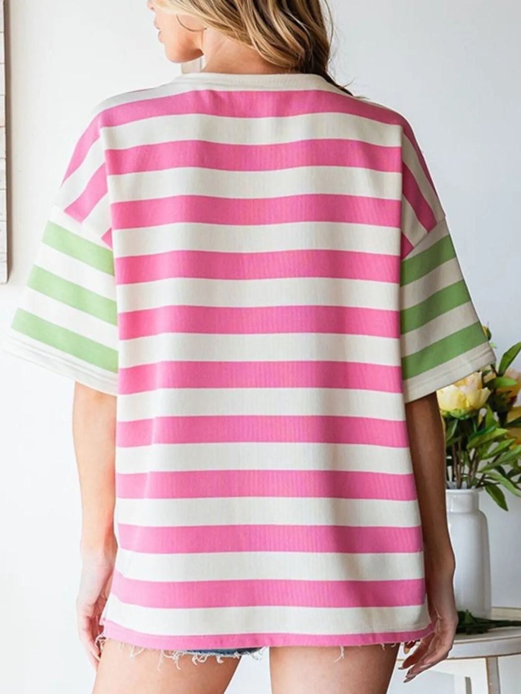 Striped Oversized Short Sleeve T-shirt (5)
