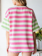 Striped Oversized Short Sleeve T-shirt (5)