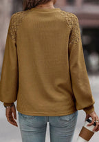 Lace Detail Round Neck Lantern Sleeve Top (21)