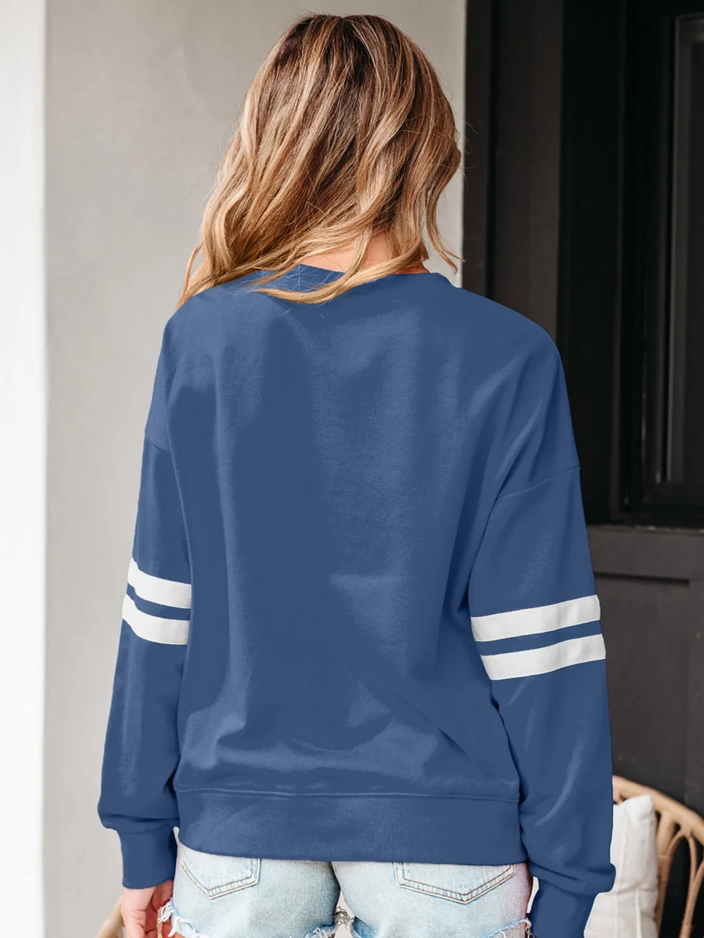 Stripe Round Neck Long Sleeve Sweatshirt (18)