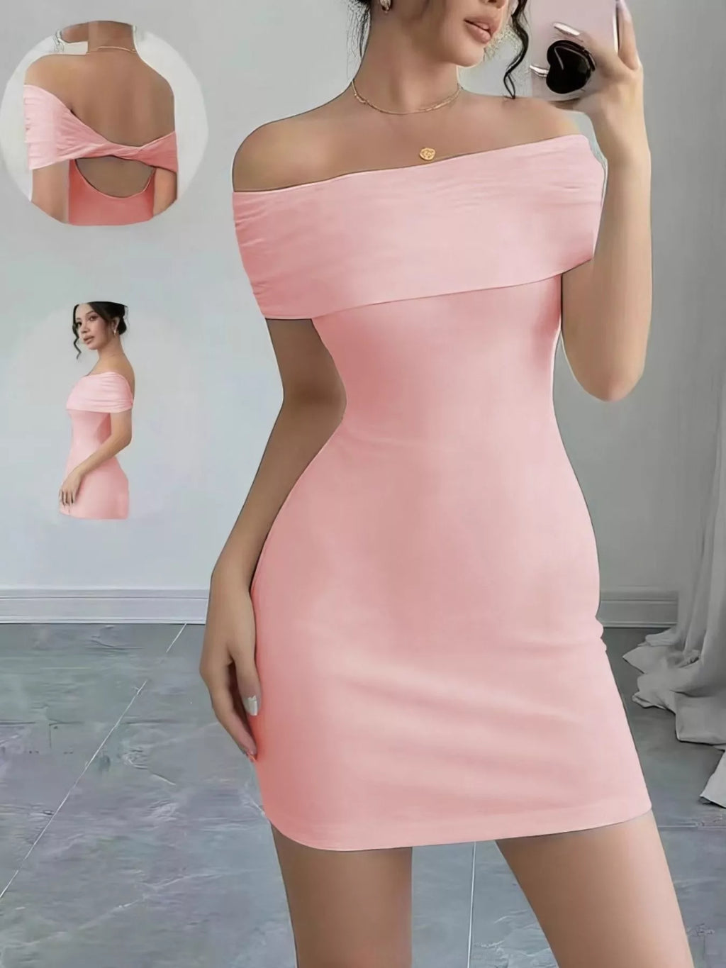 Off-shoulder Bodycon Mini Dress (8)