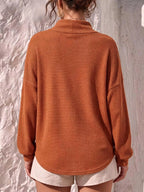 Full Size Waffle Knit Mock Neck Long Sleeve T-shirt Plus (2)