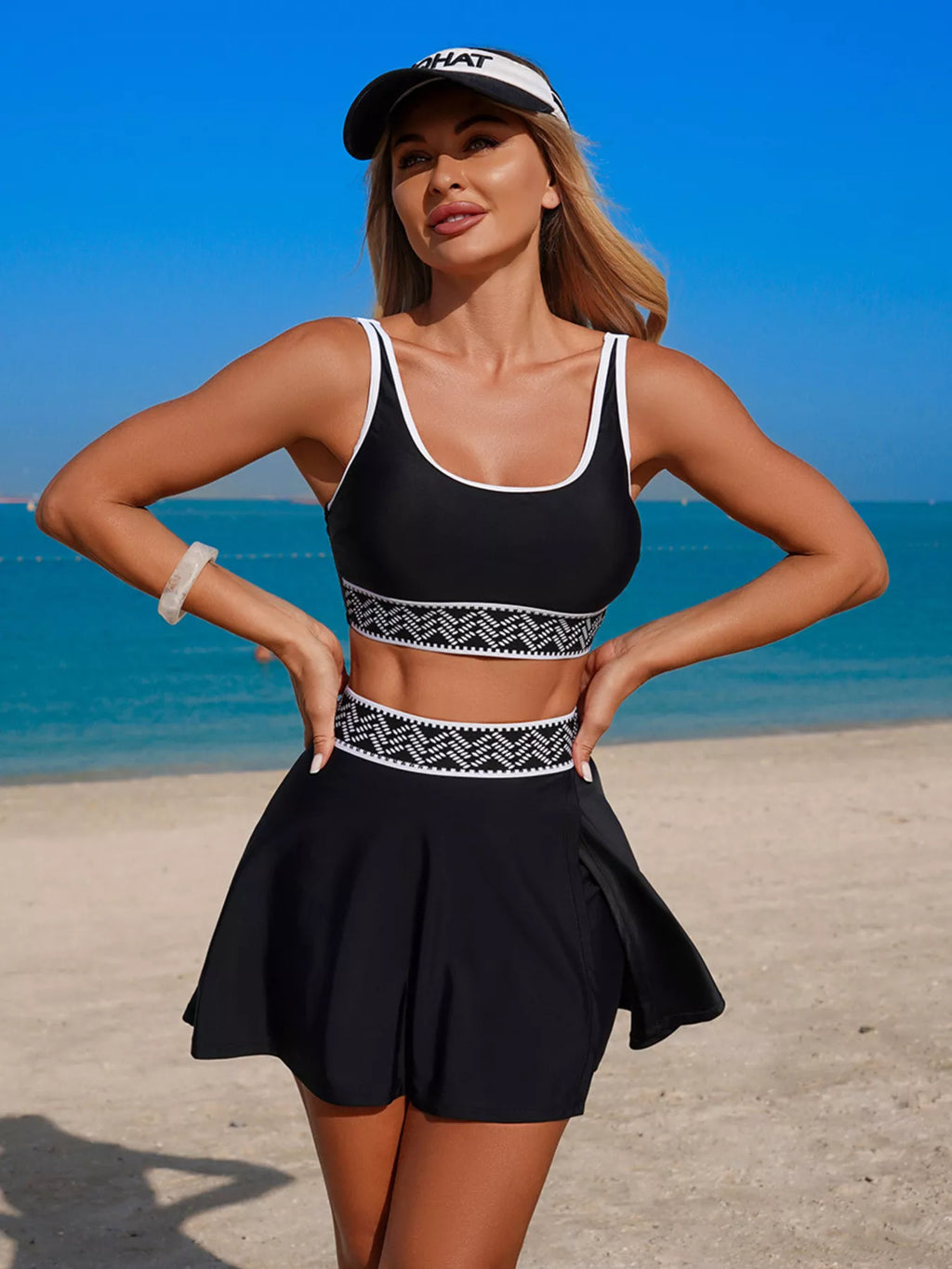 Contrast Trim Tank Skort Swim Set (10)