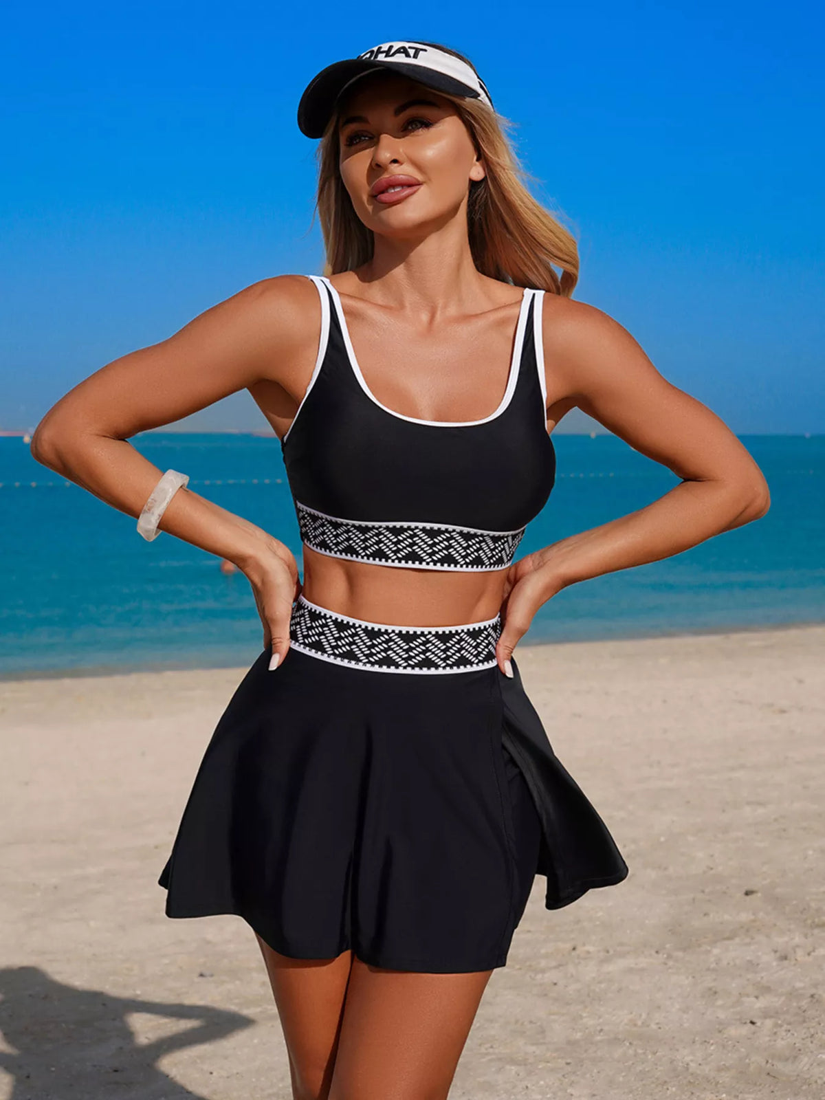 Contrast Trim Tank Skort Swim Set (10)