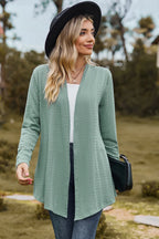 Textured Open Front Long Sleeve Cardigan (11)