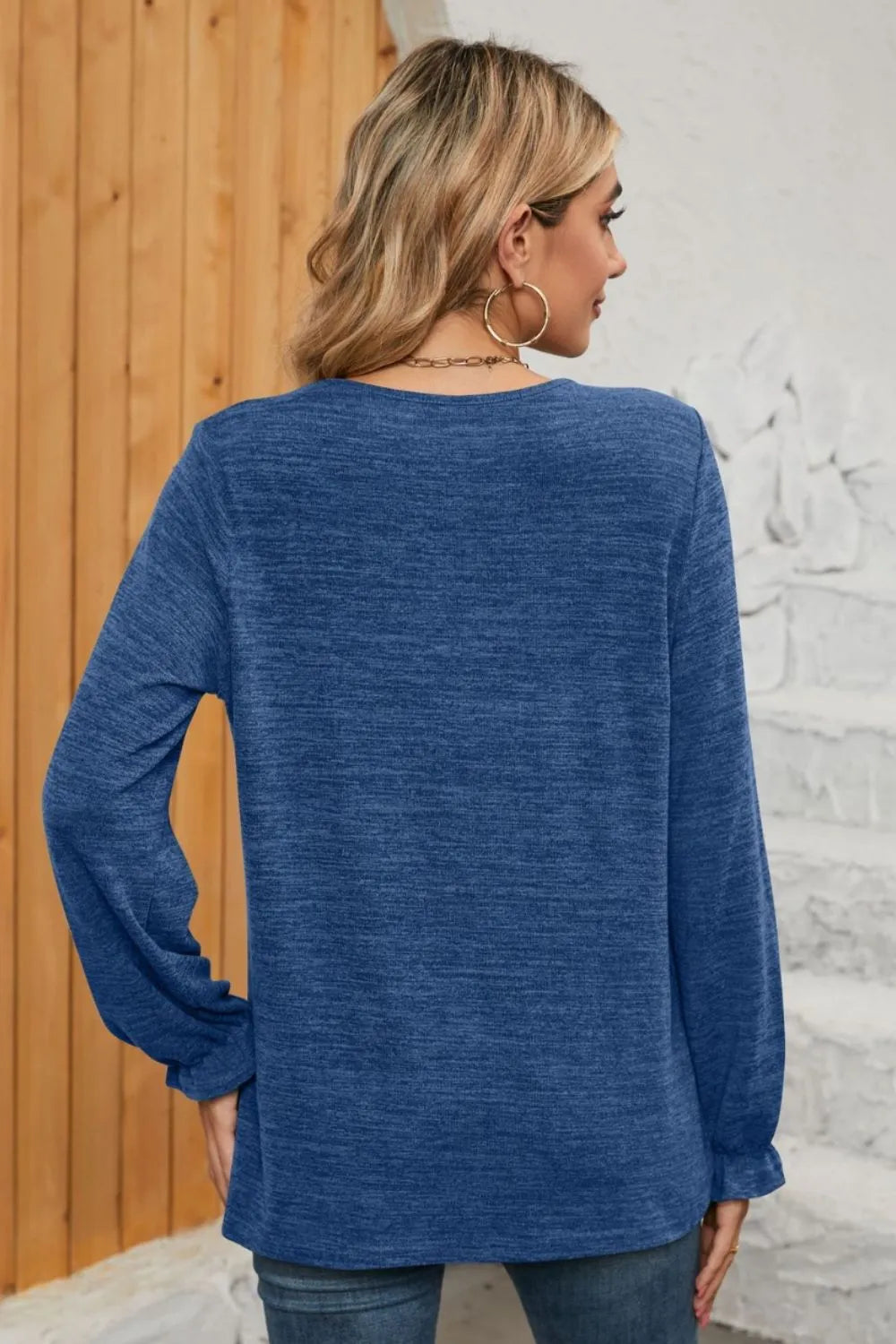 Ruched Round Neck Flounce Sleeve T-shirt (11)