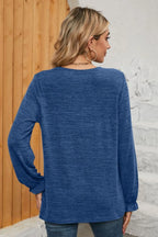 Ruched Round Neck Flounce Sleeve T-shirt (11)