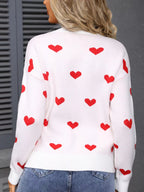 Valentine's Day Heart Pattern Dropped Shoulder Sweater (5)