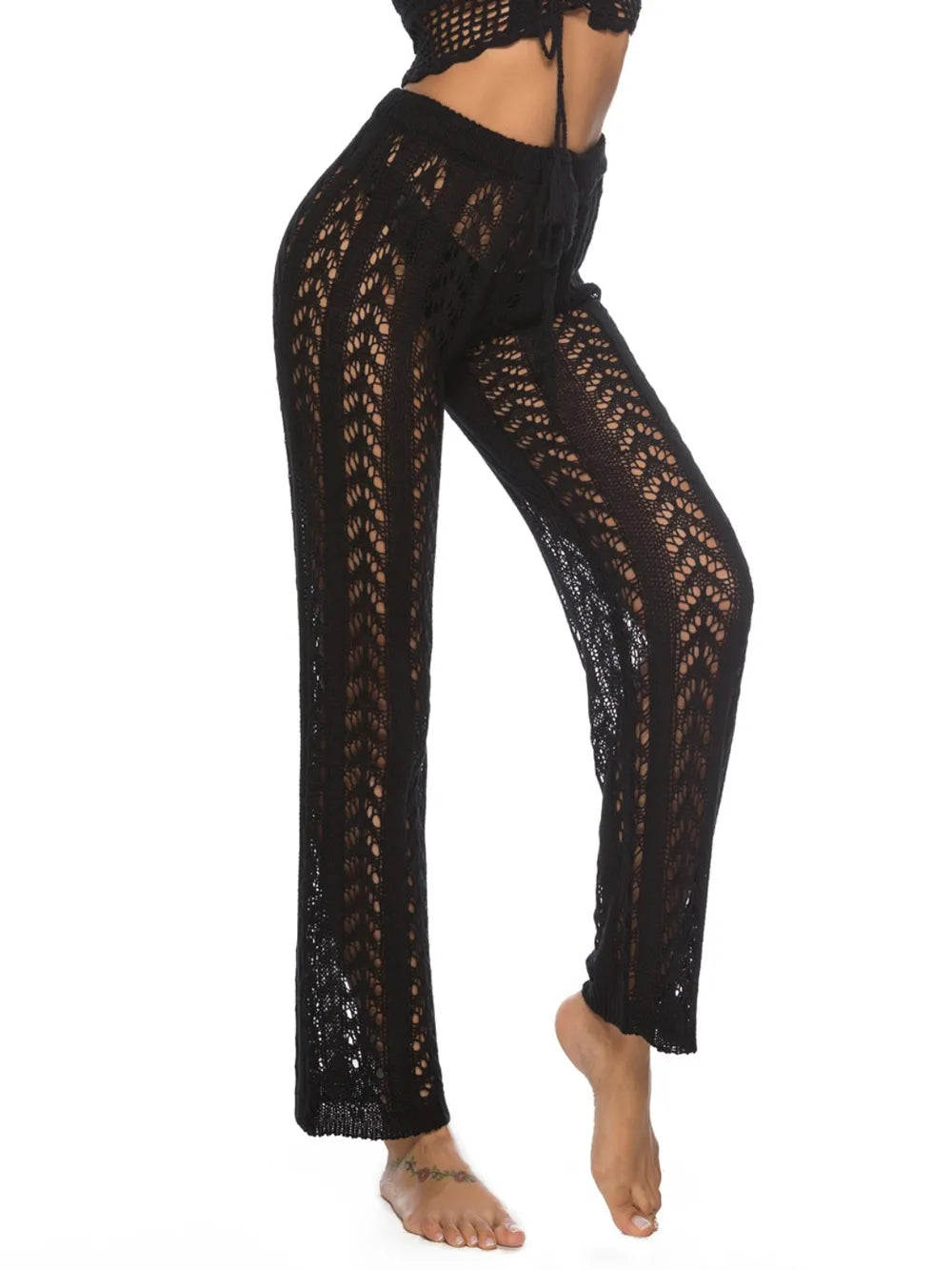Cutout Drawstring High Waist Swim Pants (12)