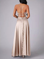 Lace Up Back Split Maxi Dress (13)