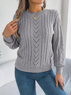 Cable-knit Round Neck Sweater (14)
