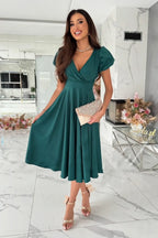 Surplice Puff Sleeve Midi Dress (3)
