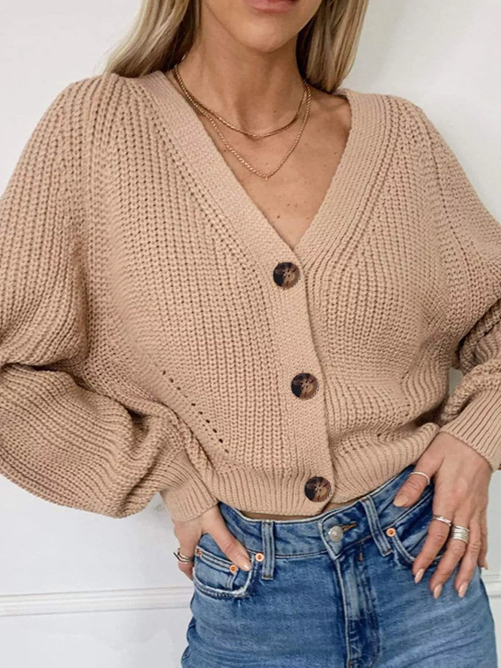 Full Size Chunky Knit Button-down Cardigan Plus (2)