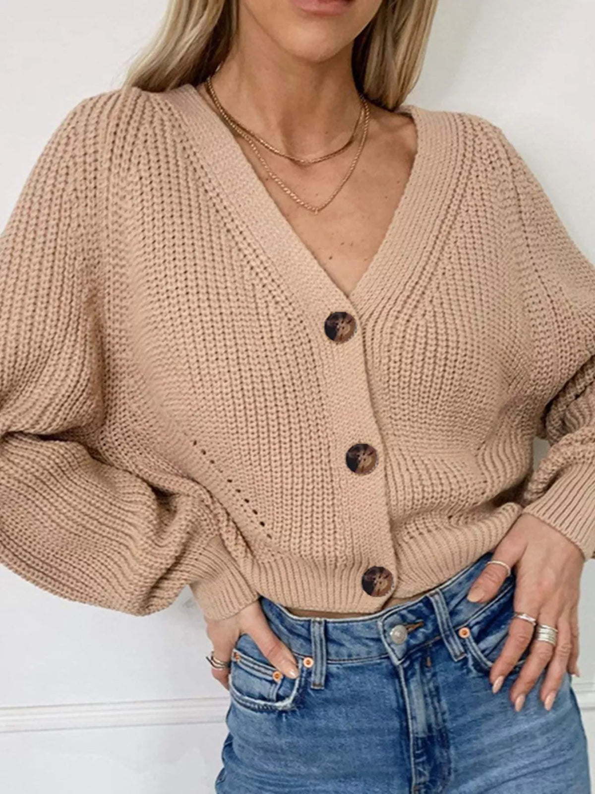 Full Size Chunky Knit Button-down Cardigan Plus (2)