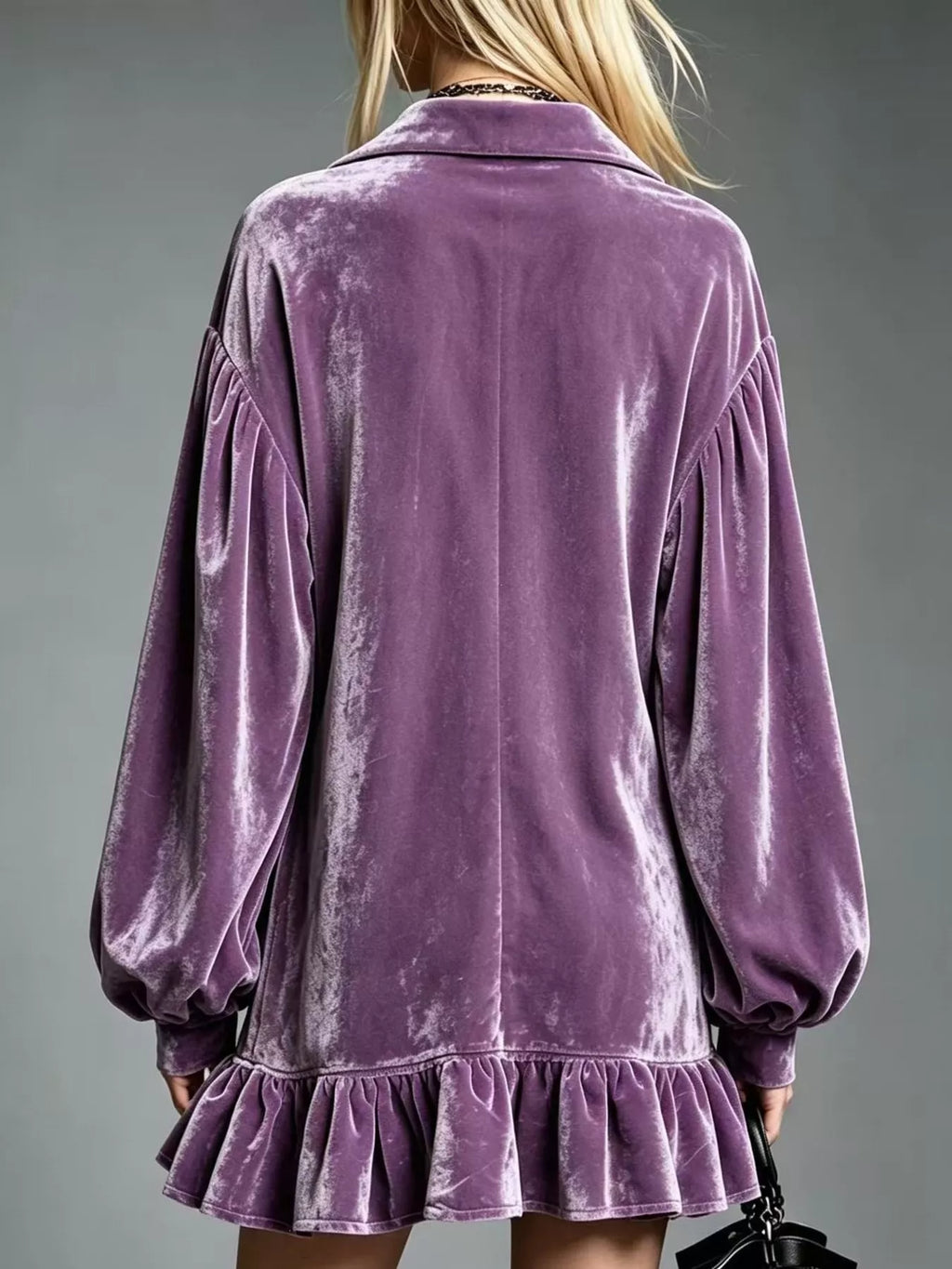 Full Size Velvet Ruffled Hem Long Sleeve Dress Plus (9)