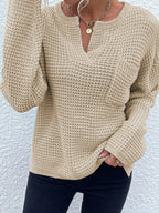 Notched Long Sleeve Sweater (9)
