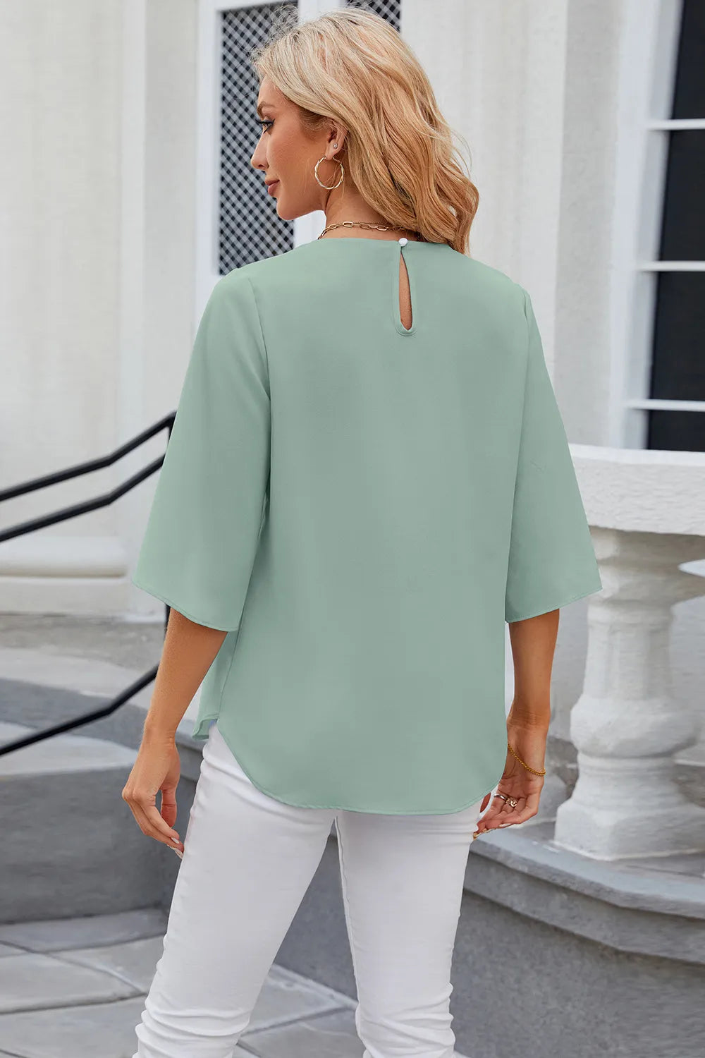 Round Neck Slit Half Sleeve Top (8)