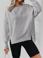 Casual Loose Side Slit Sweatshirt (10)