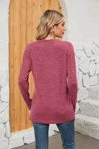 Notched Neck Long Sleeve T-shirt (18)