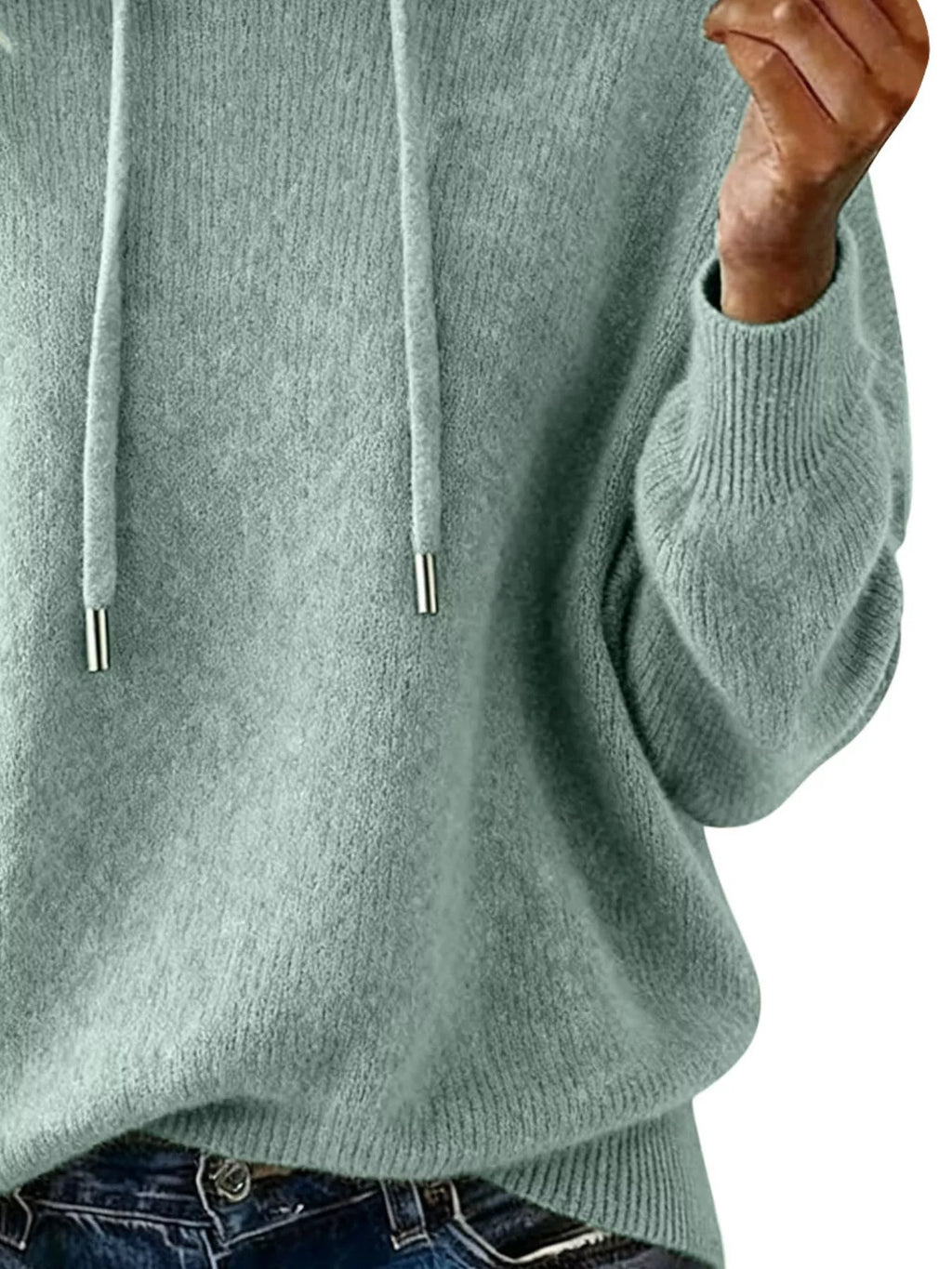 Drawstring Long Sleeve Hooded Sweater (9)