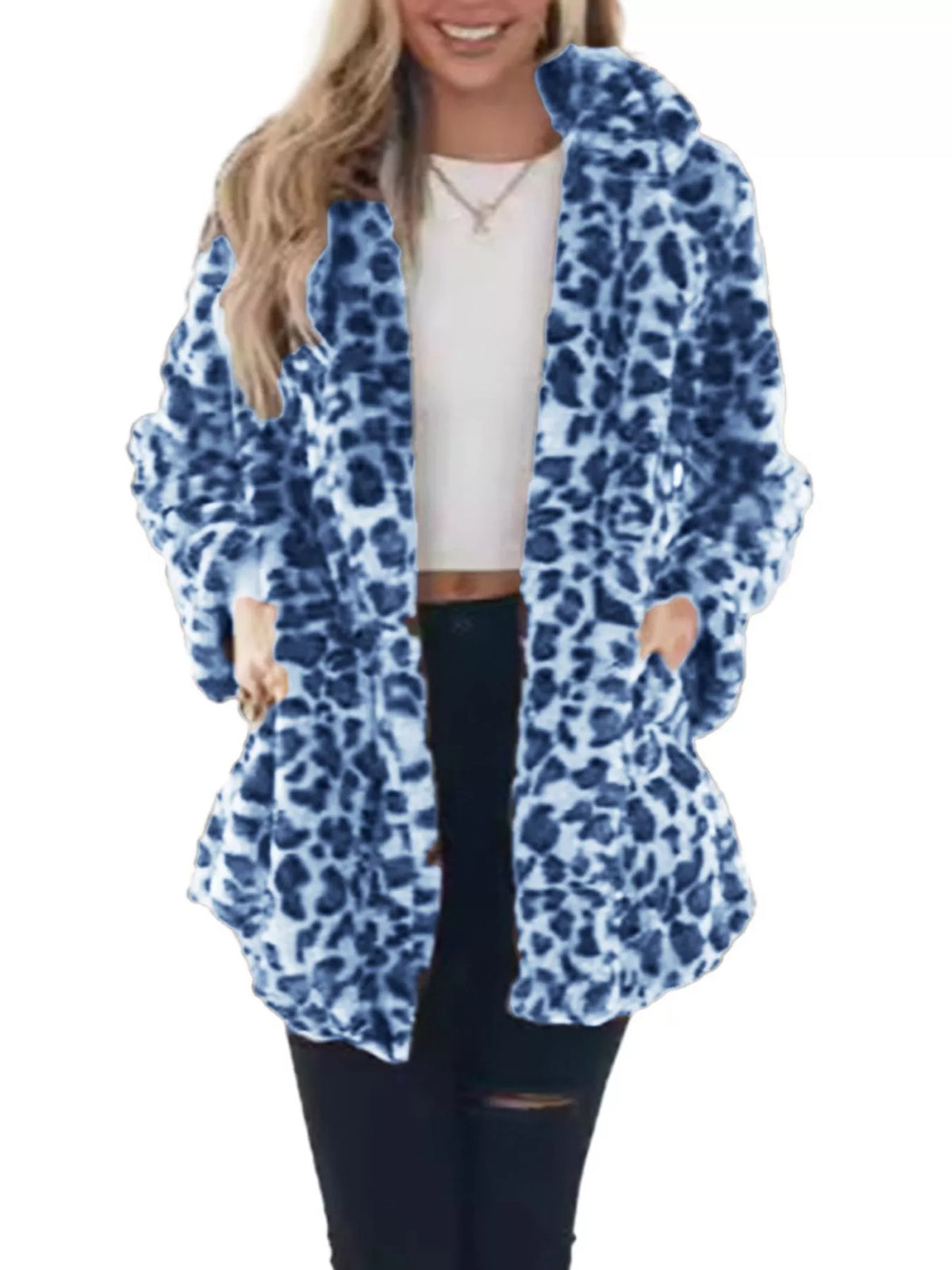 Full Size Leopard Open Front Outerwear Plus (5)