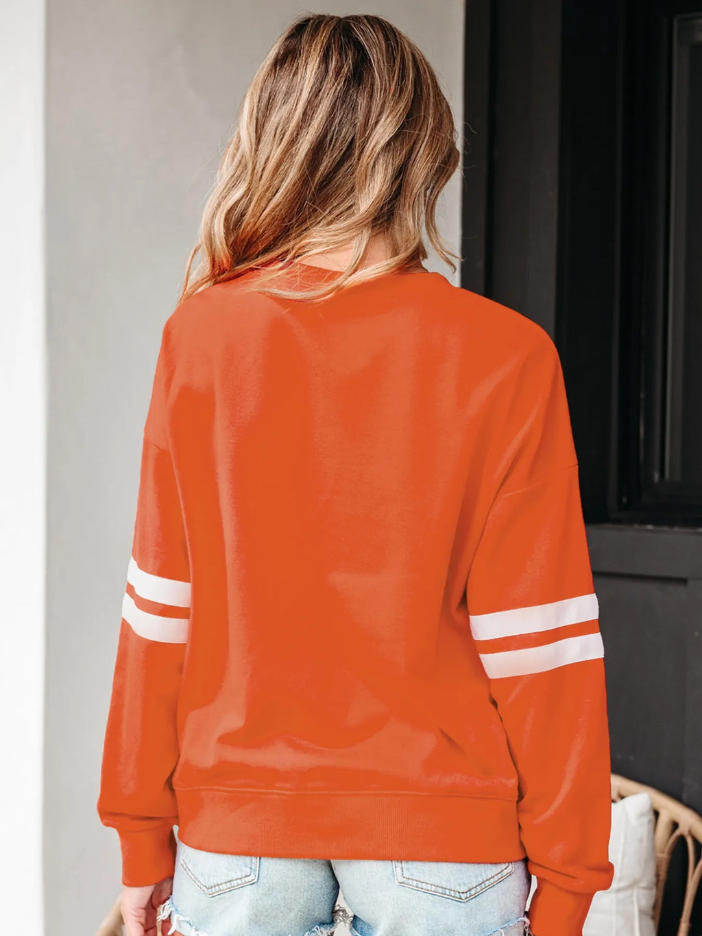 Stripe Round Neck Long Sleeve Sweatshirt (3)