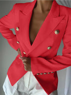 Decor Button Lapel Collar Blazer (17)