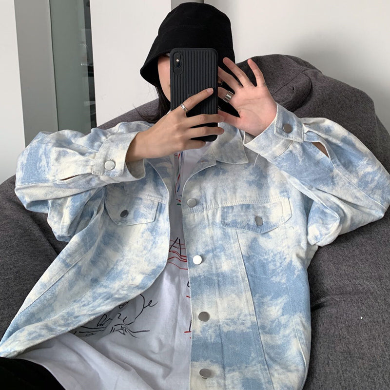 Tie-dye Denim Jacket Peplum Loose photo 2