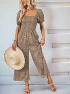 Printed Square Neck Puff Sleeve Jumpsuit (3)