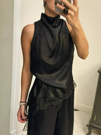 High Neck Lace Trim Cami (2)