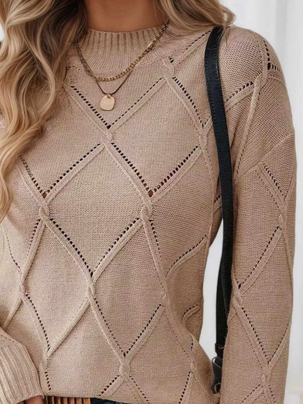 Long Sleeve Diamond Eyelet Knit Top (3)