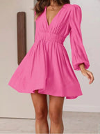 V-neck Long Sleeve Mini Dress (9)