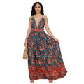 V-neck Sling Floral Dress variant CJNSSYLY15685-Orange-XL|CJNSSYLY15685-Orange-L|CJNSSYLY15685-Orange-M|CJNSSYLY15685-Orange-XXL|CJNSSYLY15685-Orange-S