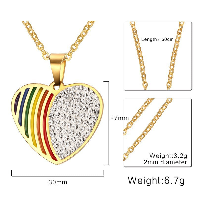 Lgbt Six-color Rainbow Titanium Steel Pendant Necklace photo 2
