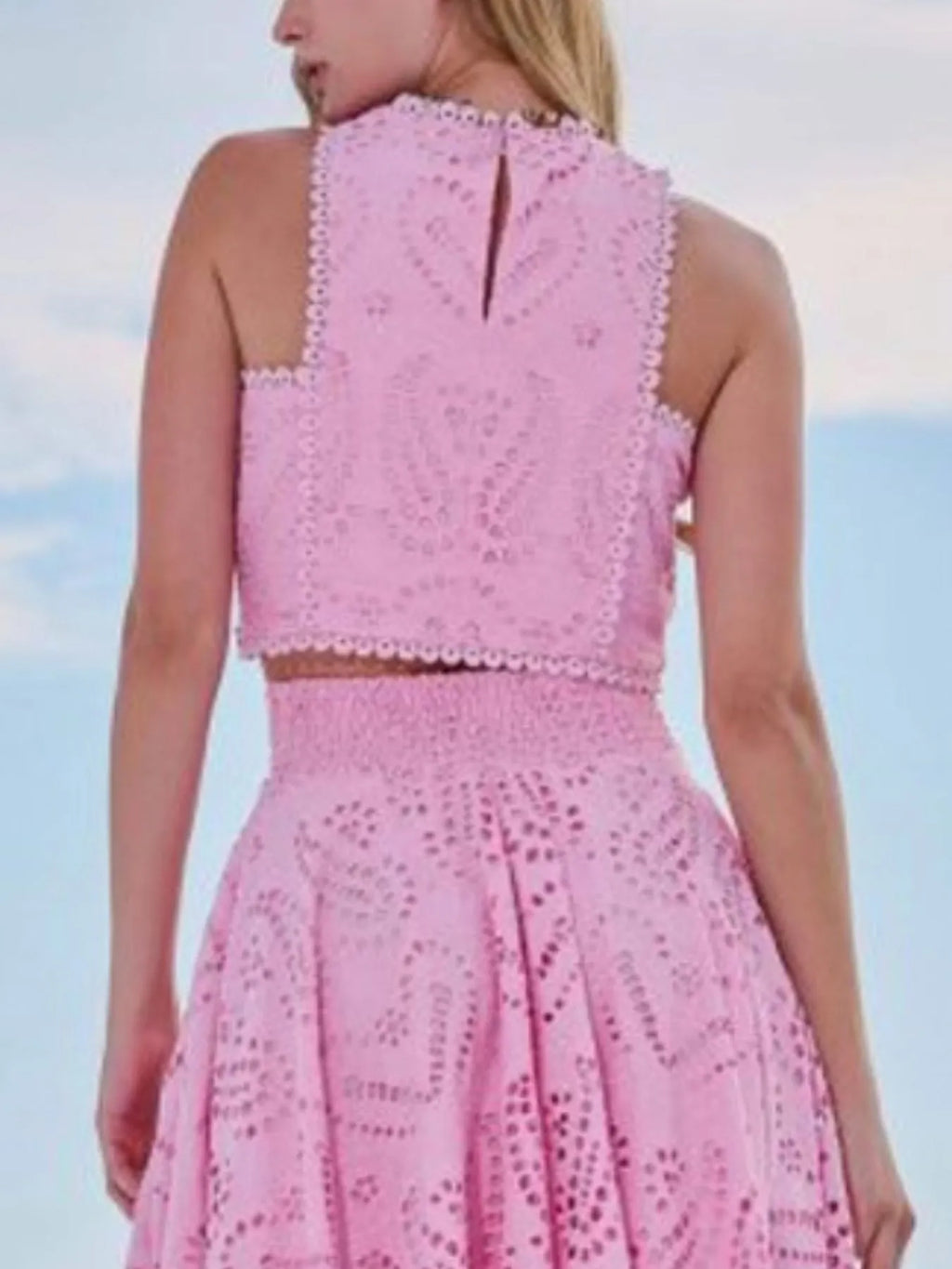 Eyelet Lace Top Maxi Skirt Set (8)