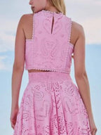 Eyelet Lace Top Maxi Skirt Set (8)