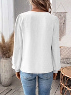 Swiss Dot Lace Detail Long Sleeve Blouse (7)