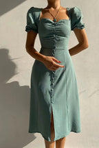 Sweetheart Neck Short Sleeve Dress (13)
