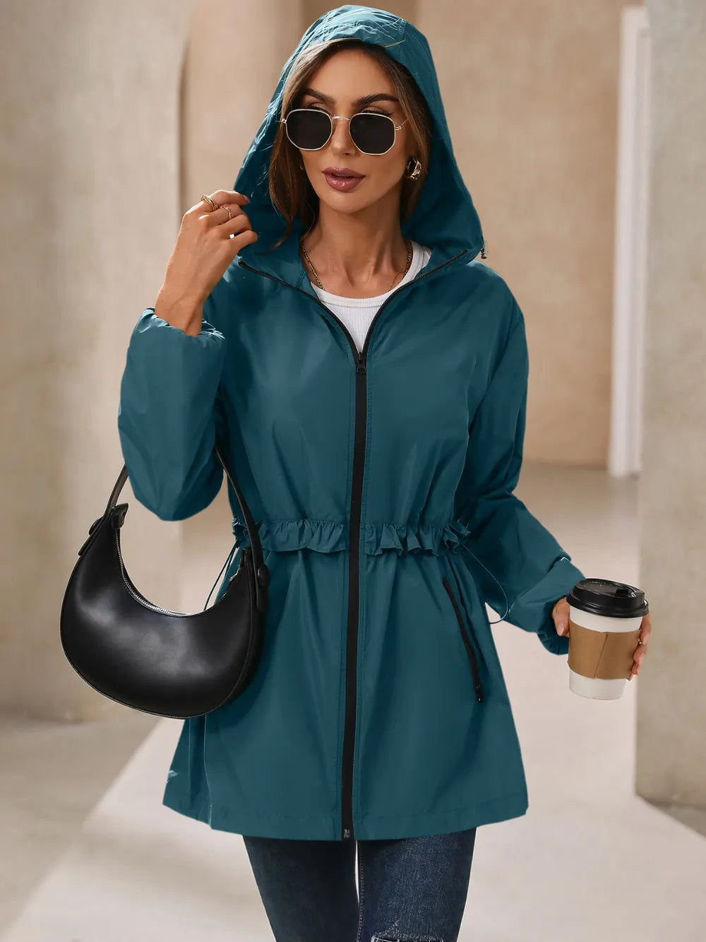 Outdoor Waterproof Long Sleeve Hooded Windbreaker (24)