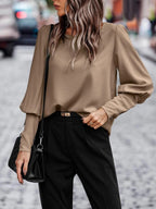 Round Neck Lantern Sleeve Blouse (5)