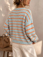 Striped Button-down Knit Cardigan (4)