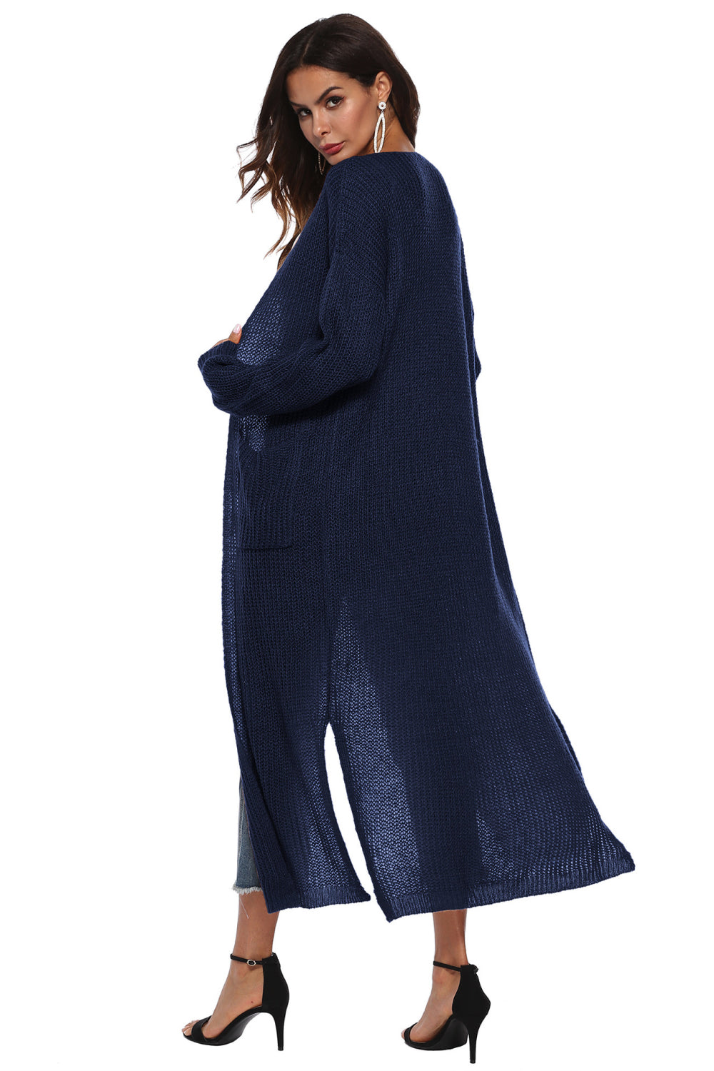 Long Sleeve Open Front Buttoned Cardigan (6)