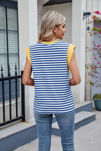 Contrast Striped Round Neck T-shirt (4)