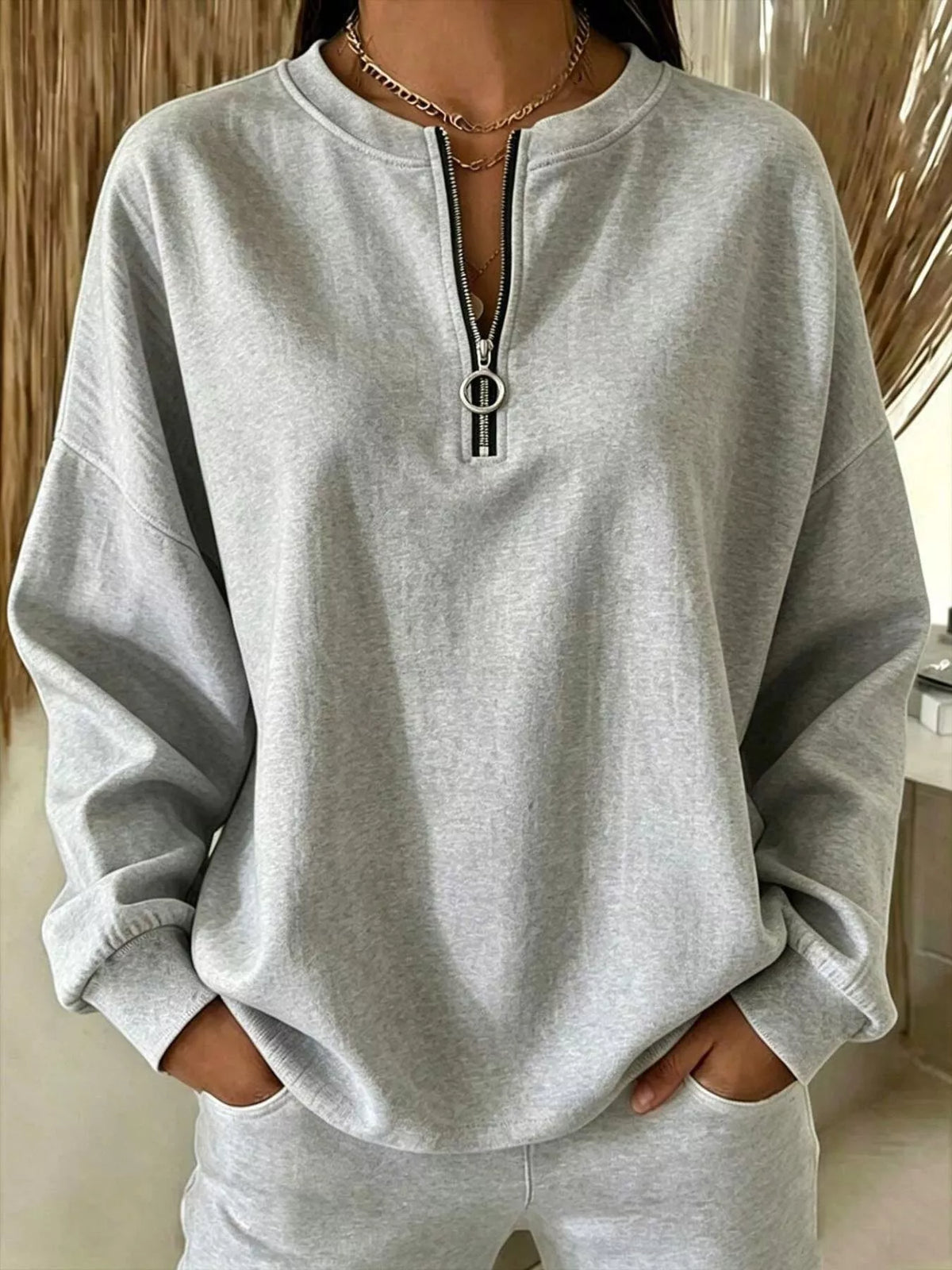 Quarter-zip Dropped Shoulder Sweatshirt (4)