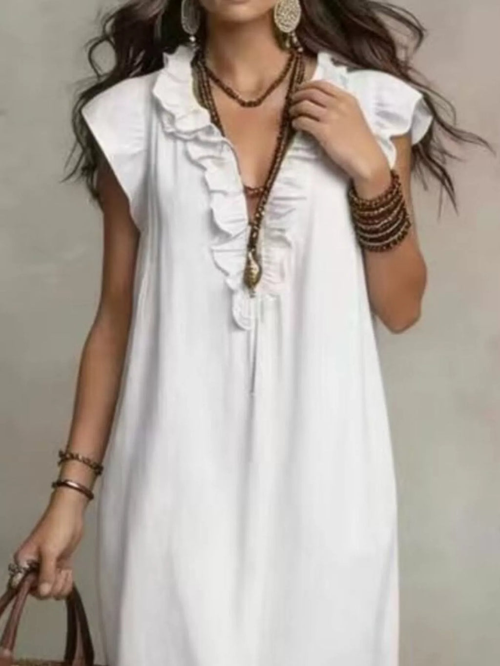 Full Size Bohemian Ruffle Neck Maxi Dress Plus (2)