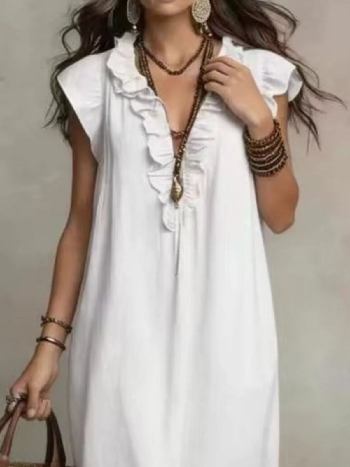 Full Size Bohemian Ruffle Neck Maxi Dress Plus (2)