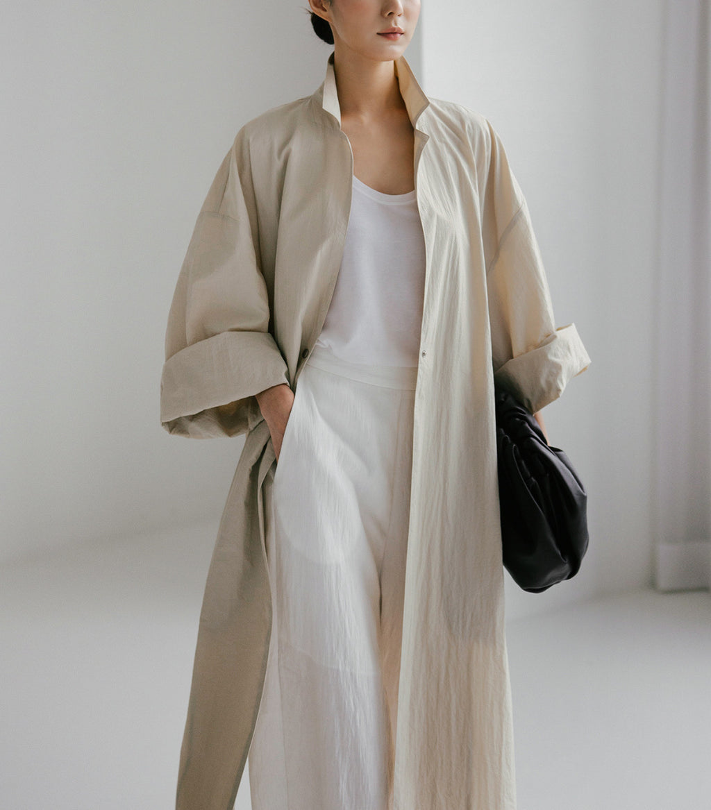 Shirt Dress Overknee Long Split Bf Cotton Linen Trench Coat photo 8